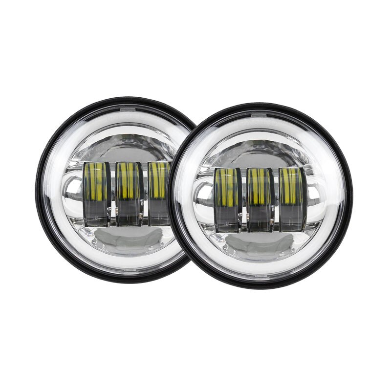 Feux antibrouillard led pour motos, moteur 4-1/2 ", 4.5", support de lampe noir/chromé, DRL, 4.5 pouces: light-Silver