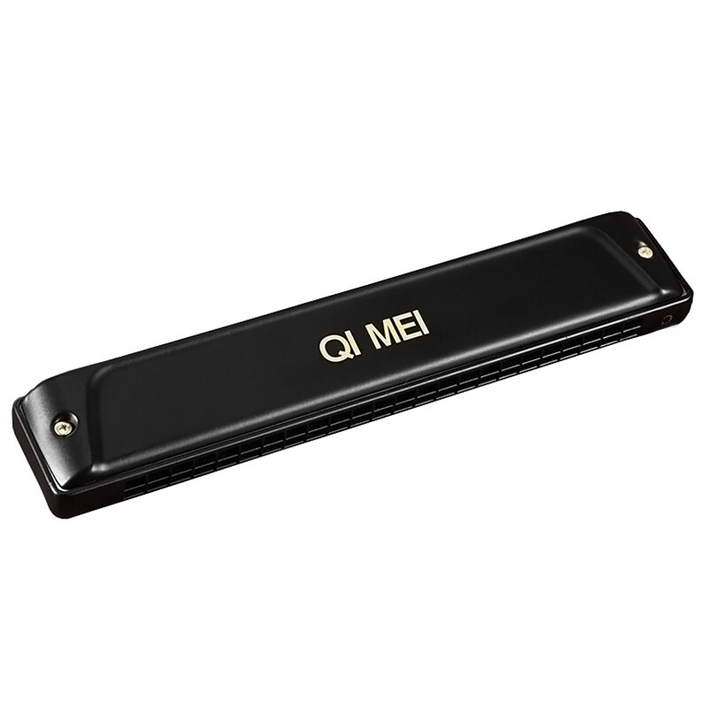 QI MEI Tremolo Harmonica 24 Holes Accent 28 Harp Mouth Organ Musical Instruments Key C Black Colour ABS Comb Brass