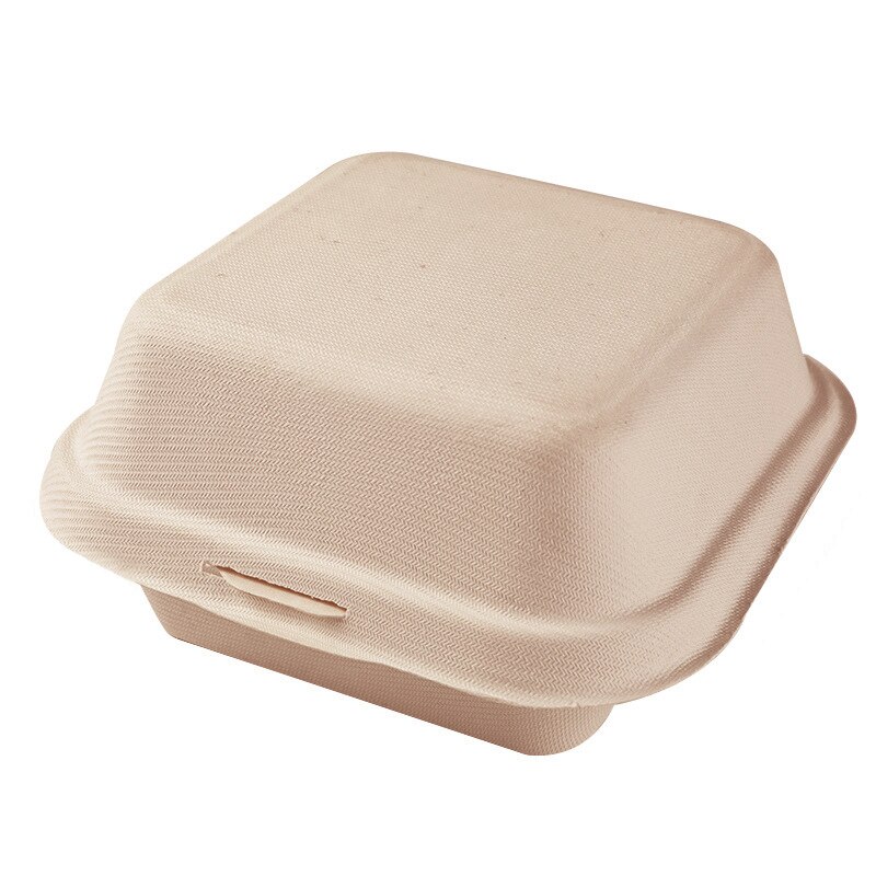 20Pcs Disposable Lunch Box Eco-Friendly Bakery Container Fruit Hamburger Cake Meal Prep Packaging: Beige