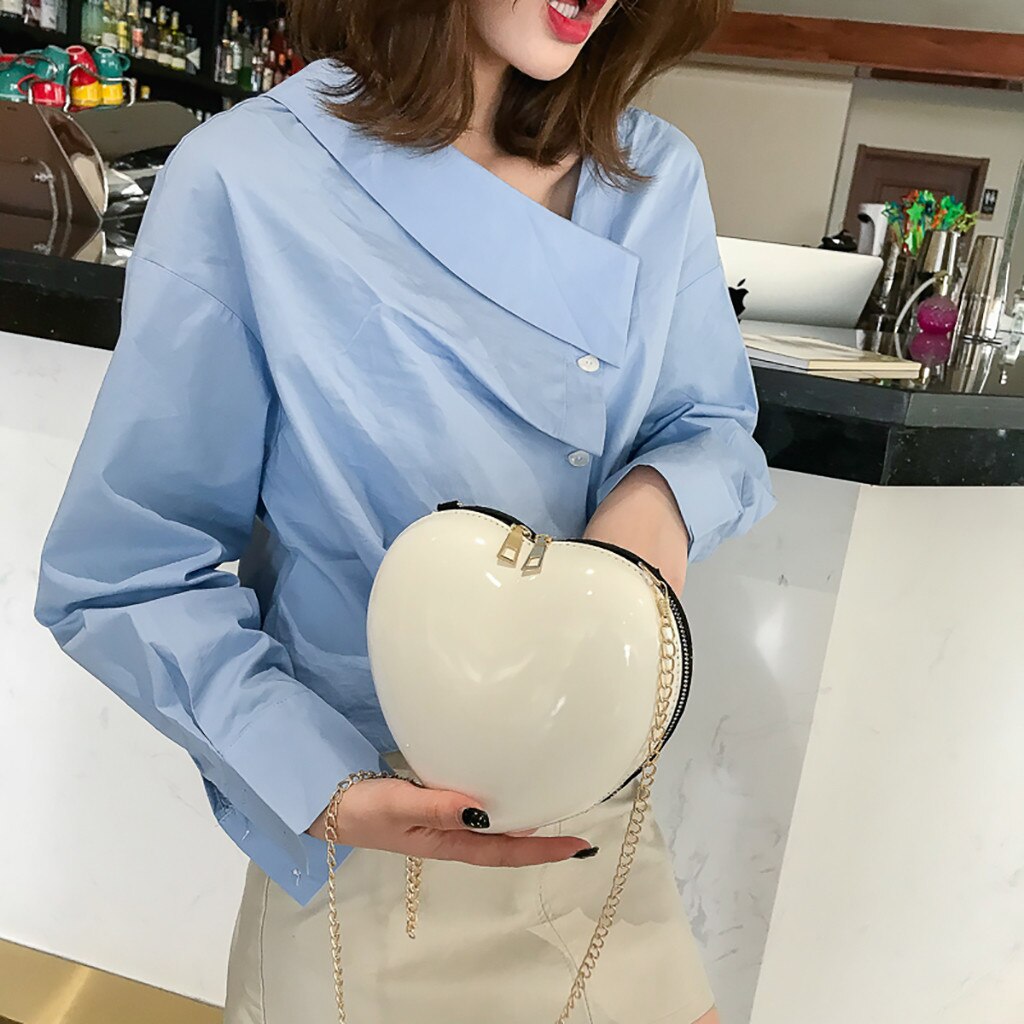 Frauen Zipper Liebe Herz Geformt Umhängetaschen Süße Mädchen Kette Schulter Tasche Damen Abend Handtaschen Geldbörse Für Party Hochzeit # P