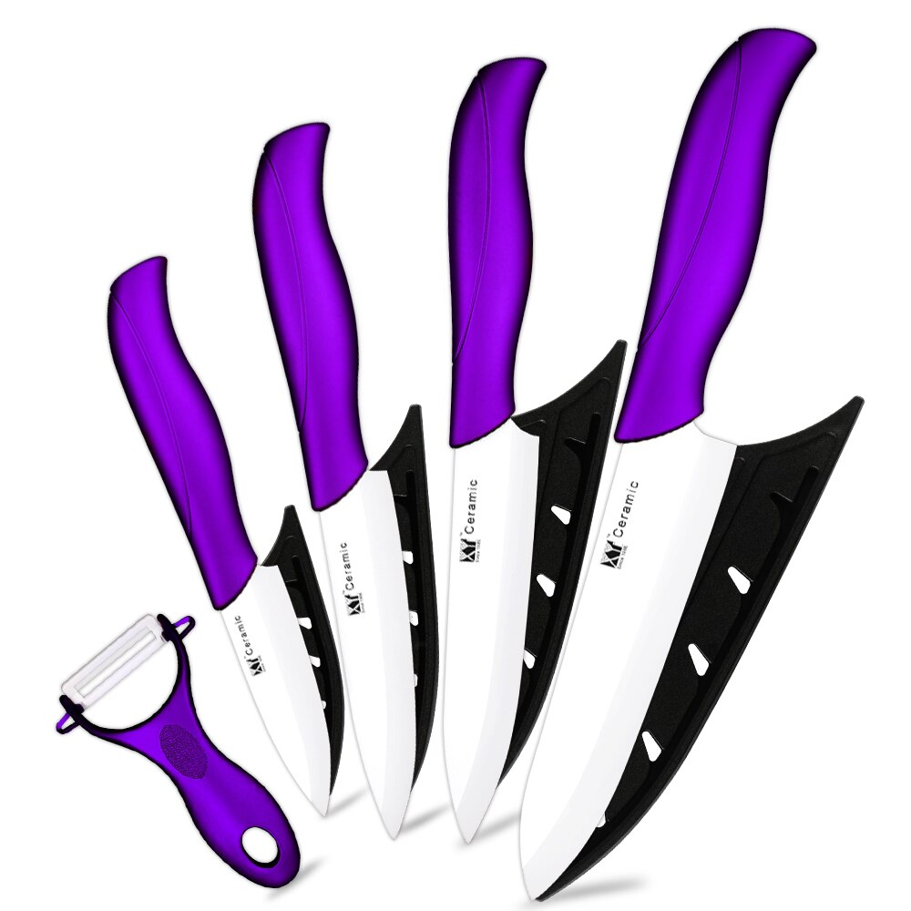 Xyj keramisk køkken kok kniv sæt farverige køkken keramiske knive 3 " 4 " 5 " 6 " tommer med kappeholder stativ madlavningsværktøjer: C .5 stk sæt