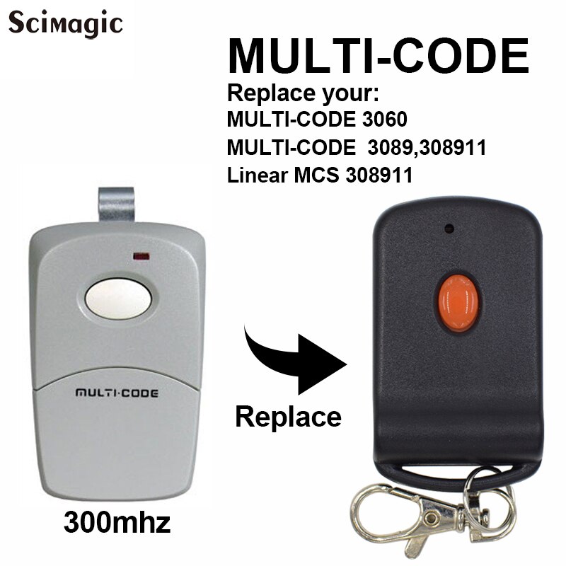 Multi-Code 3089 3060 308911 garage door remote control 300MHz handheld transmitter keychain