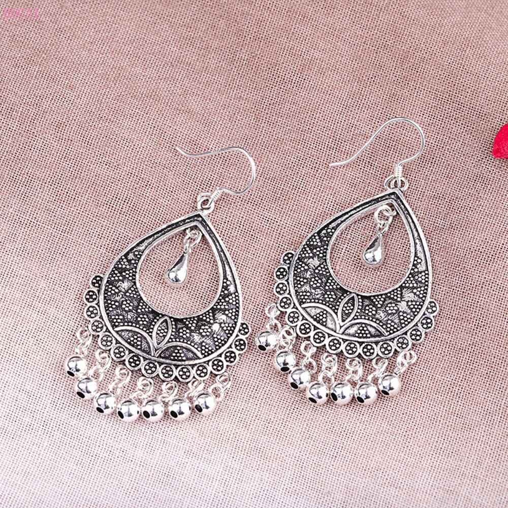 BOCAI thailändisch silber ohrringe für frauen reine handgemachte ohrringe S925 reinem silber schmuck frauen übertrieben Quaste Ohrringe