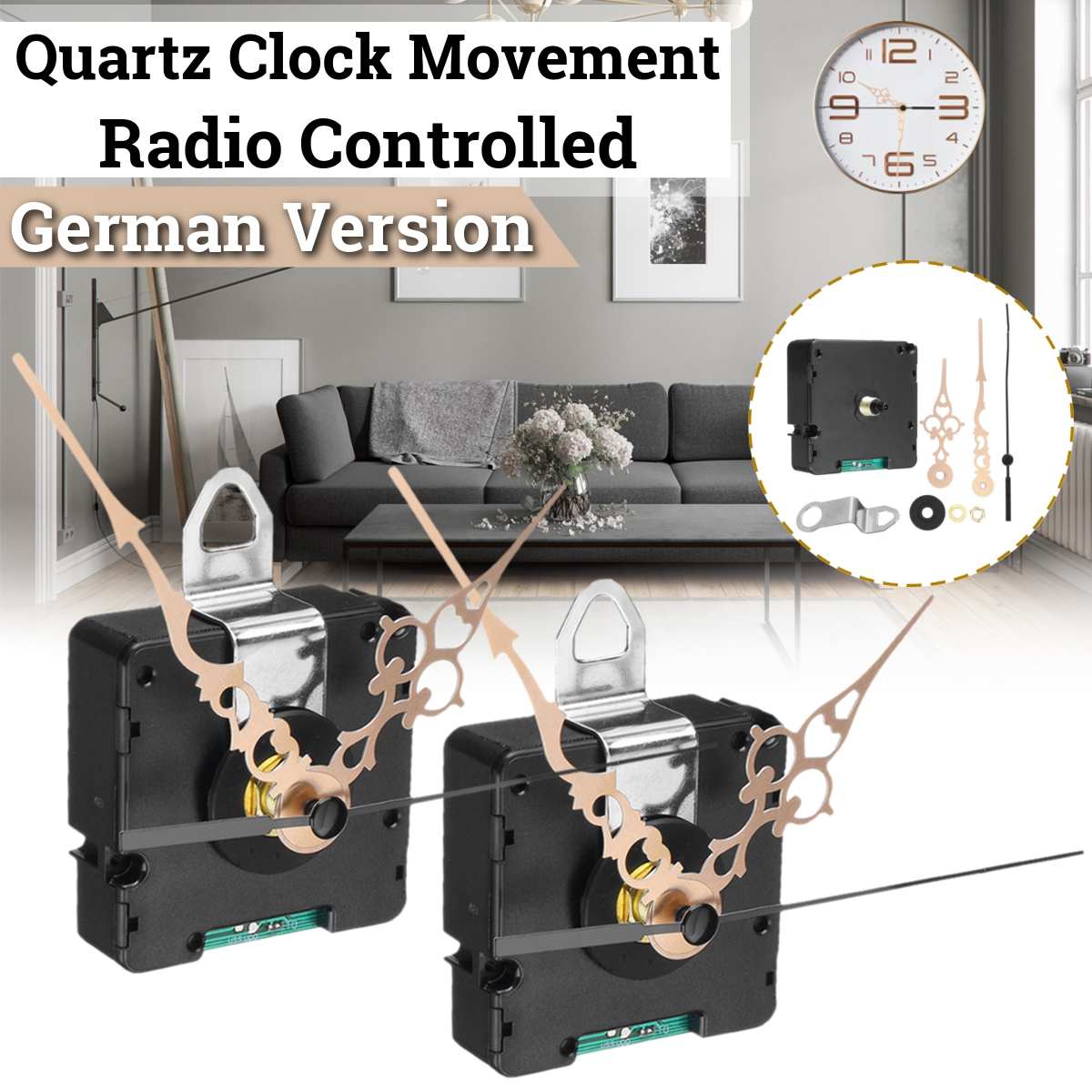 1/2/5/10x Quartz Clock Atomic Radio Controlled Silent Clock Movement DIY Kit Germany DCF Signal HR9403 Model Just for European: 2PCS