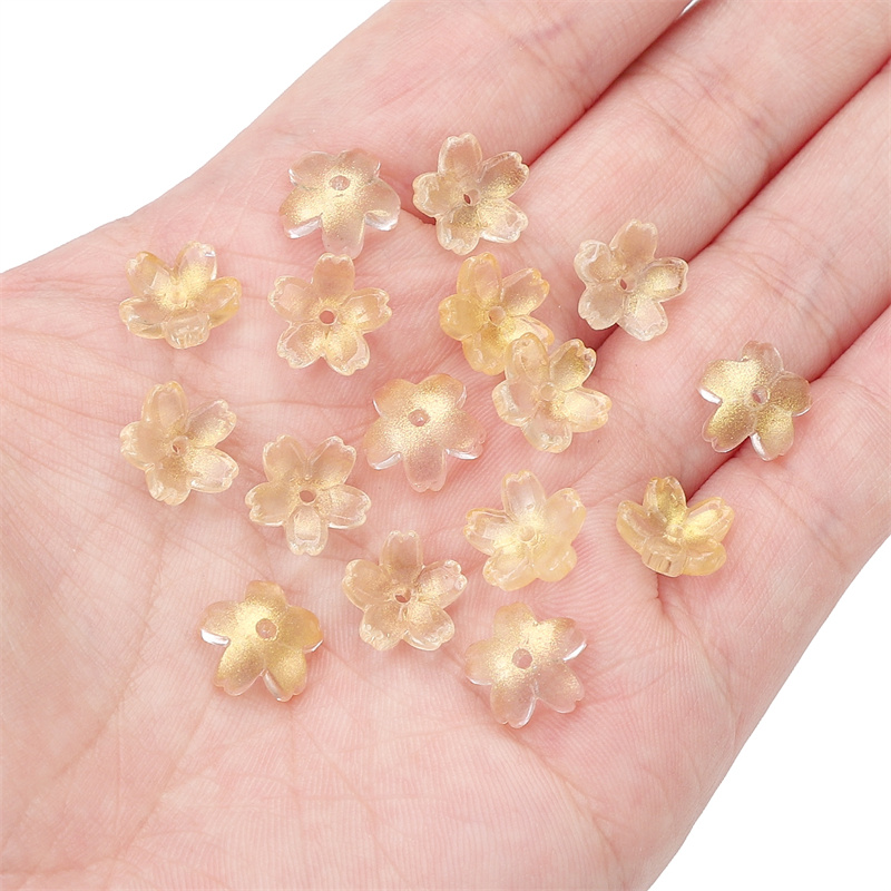 10 Uds. Cuentas sueltas degradadas de vidrio de 11mm, cuentas de flor de cerezo para hacer bricolaje, pulsera, collar, pendientes, accesorios: Rosa claro