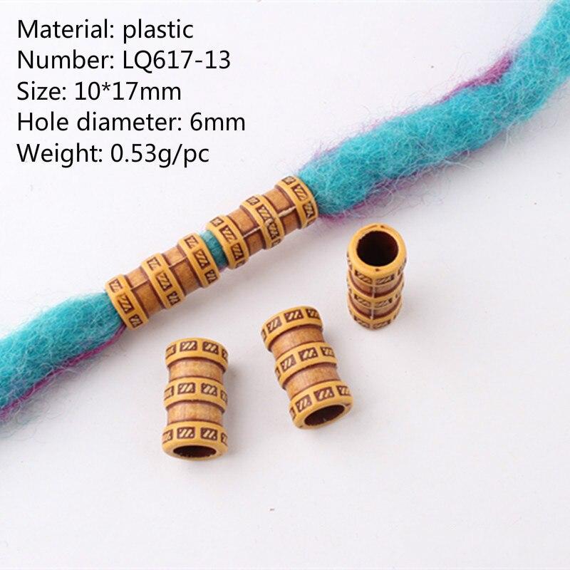 10 sztuk moda drewniane Retro warkocz strach blokada broda koralik z dużym otworem pierścień Tube narzędzie do modelowania akcesoria włosy plecione gumka do włosów: NO.13     10pcd