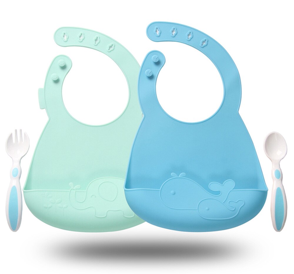 Baby Lätzchen Für Jungen & Mädchen Weiche Silikon Bib Wasserdicht Speichel Tropft Lätzchen für 1-3Y Baby babador: Elephant-fish