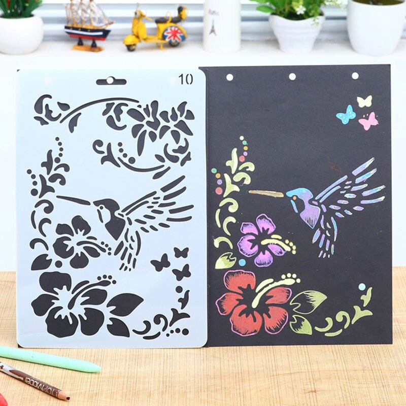 Stencil Flower Hummingbird Layering Plastic Stenci... – Vicedeal
