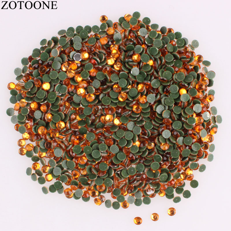 Zotoone Oranje Hotfix Resin Nail Steentjes Applique Plaksteen Voor Kleding Ambachten Stof Strass Kristal Decoratie