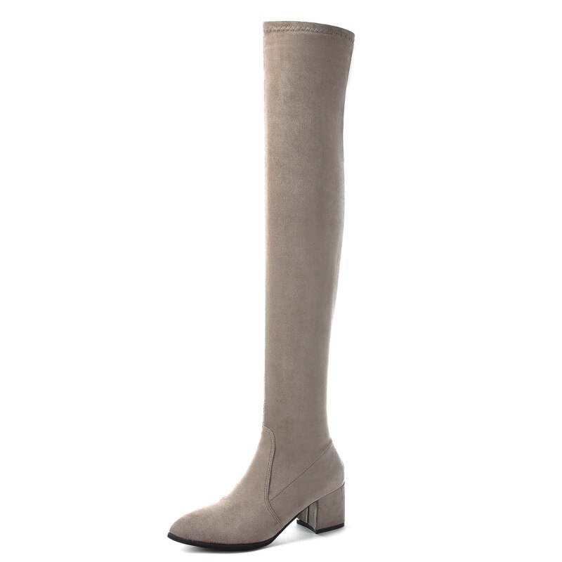 Bottes hautes au dessus du genou pour femmes, chaussures d'hiver élégantes à bout pointu assorties avec tout, à la , a836,: Khika / 9