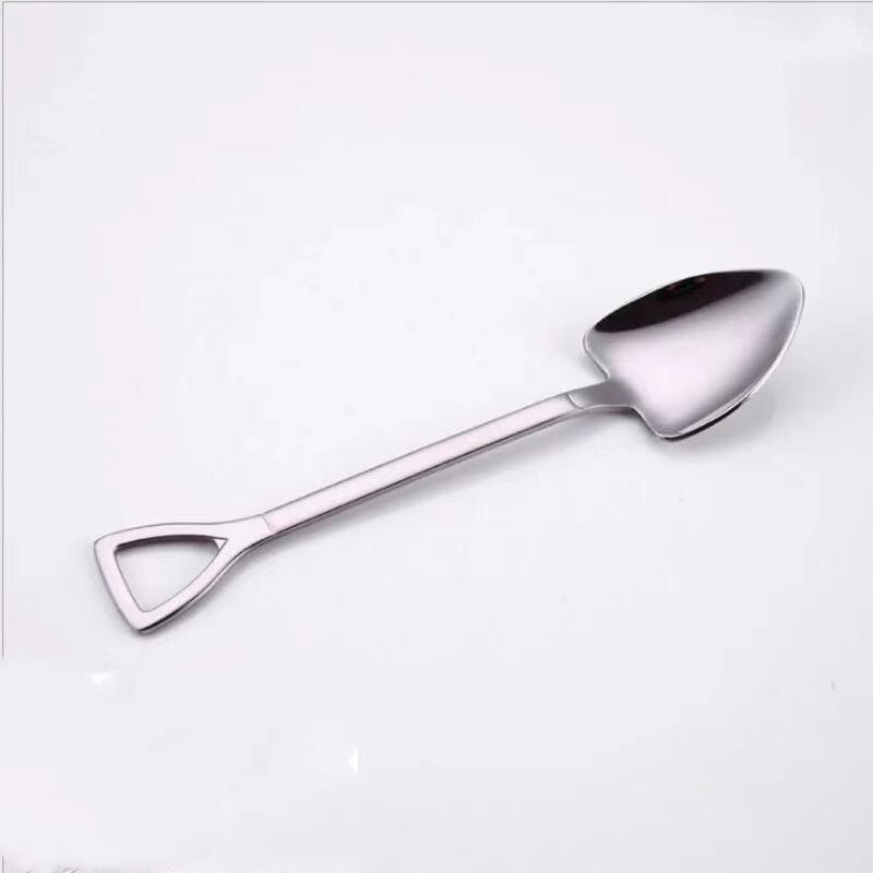 Large Size 18.5cm Shovel Shape Spoon Fork Stainless Steel Shovel Spoon Fork Set Meal Dessert Specialty Forks Tableware: Spoon