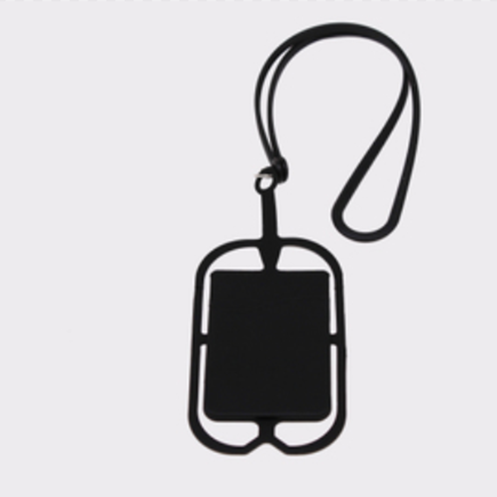 Uniwersalny silikonowy uchwyt na telefon komórkowy smycz pokrowiec na karty ozdobny pasek na dowód osobisty solidna kolorowa obudowa na telefon pokrywa smycz na szyje: czarny