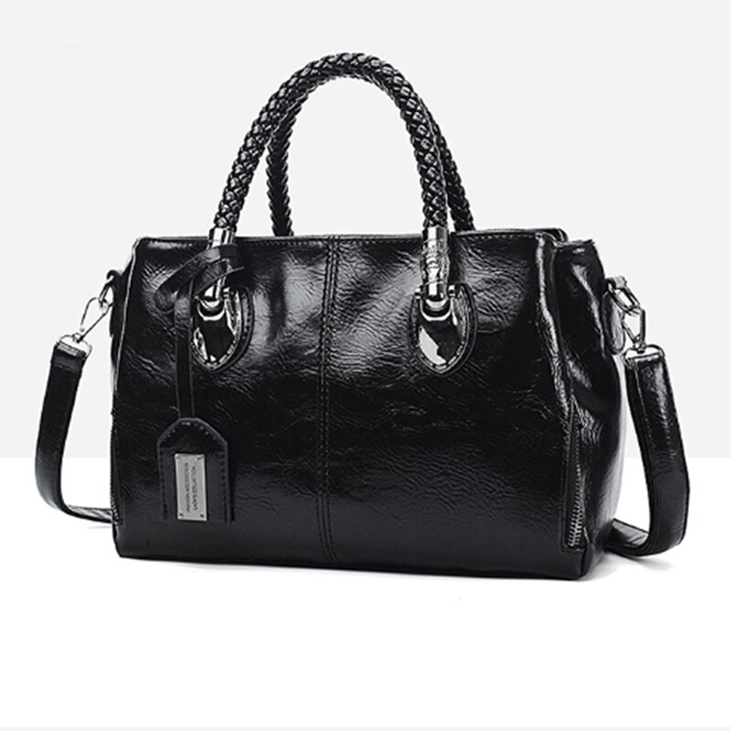 Bolsas femininas de couro do plutônio das senhoras grande capacidade crossbody sacos femininos casuais sacolas femininas bolsas de ombro bolsas para femme: Black