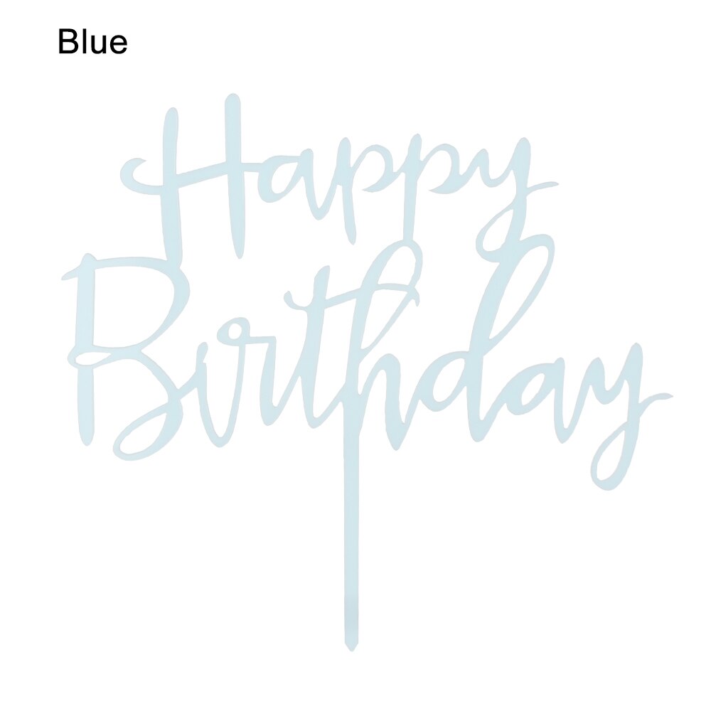 1pc Acrylic Baking cake Insert Decor Party Decoration Glitter Cake Topper Happy Birthday Gold Silver Rose Gold: Blue