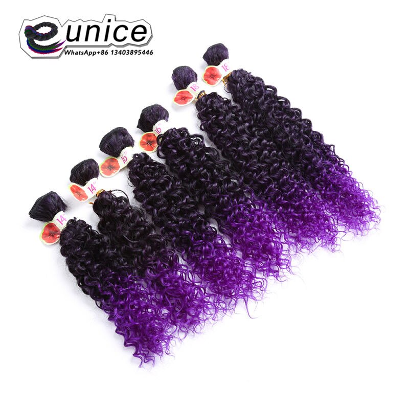 A buon mercato Malese Capelli Ricci 6 gruppi Tessuto Dei Capelli sintetici Ricci Stretti, Malese Crespo Fasci di Capelli Ricci viola jerry ricci