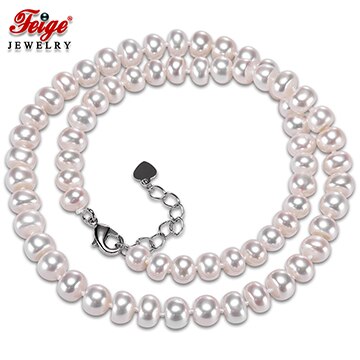 Mode Natuurlijke Parel Ketting voor Vrouwen Party Drie Kleuren 7-8MM Zoetwater Parel Chorker Ketting Fijne Sieraden FEIGE: White