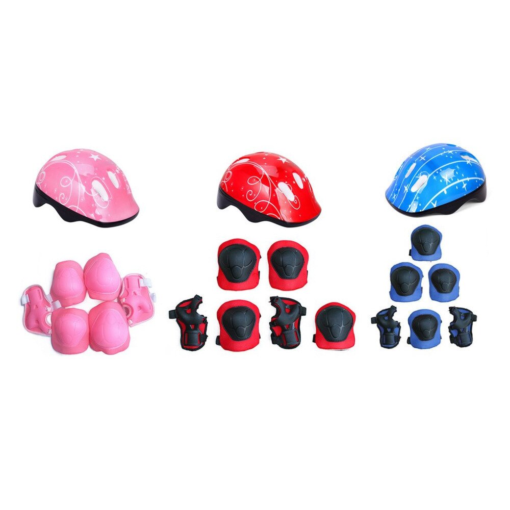 OCDAY 7PCS/Set Children Toy Sports Roller Skating Helmet Knee Elbow Wrist Pad Protective Gear Set Scooter Skate For Kids Sports