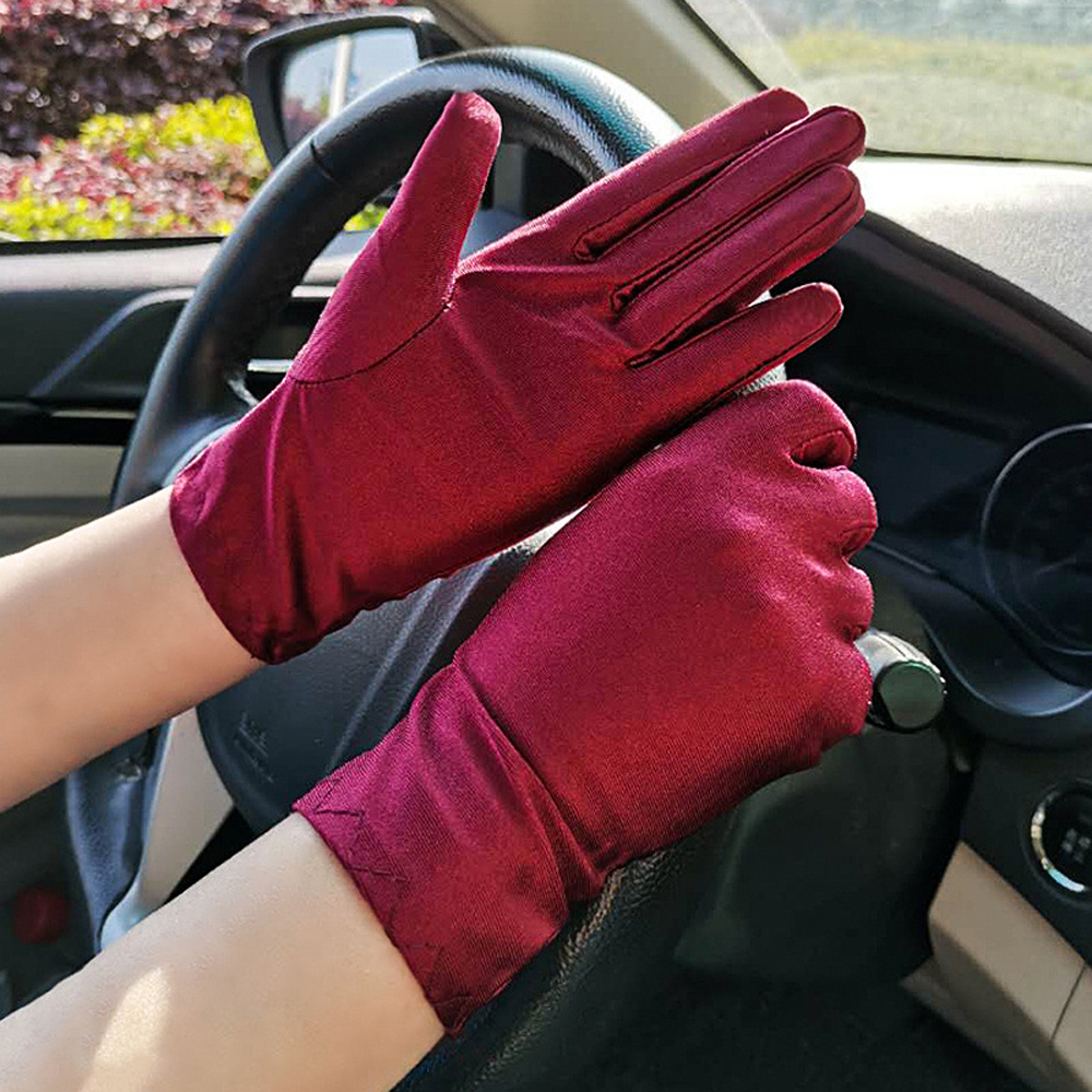 Summer Thin Sun Protection Gloves Unisex Dots Printed Etiquette Dance Gloves Pure Color Elastic Cycling Driving Glove