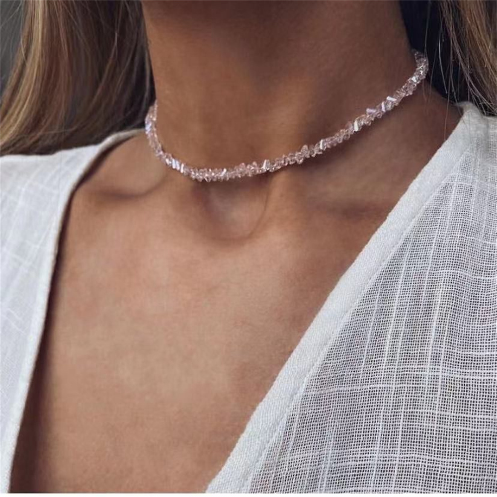 Collar de cadena de cristal transparente geométrico para mujer, joyería barroca Sexy, Bohemia, Vintage, Gfit, YC-UPGO: Color acero