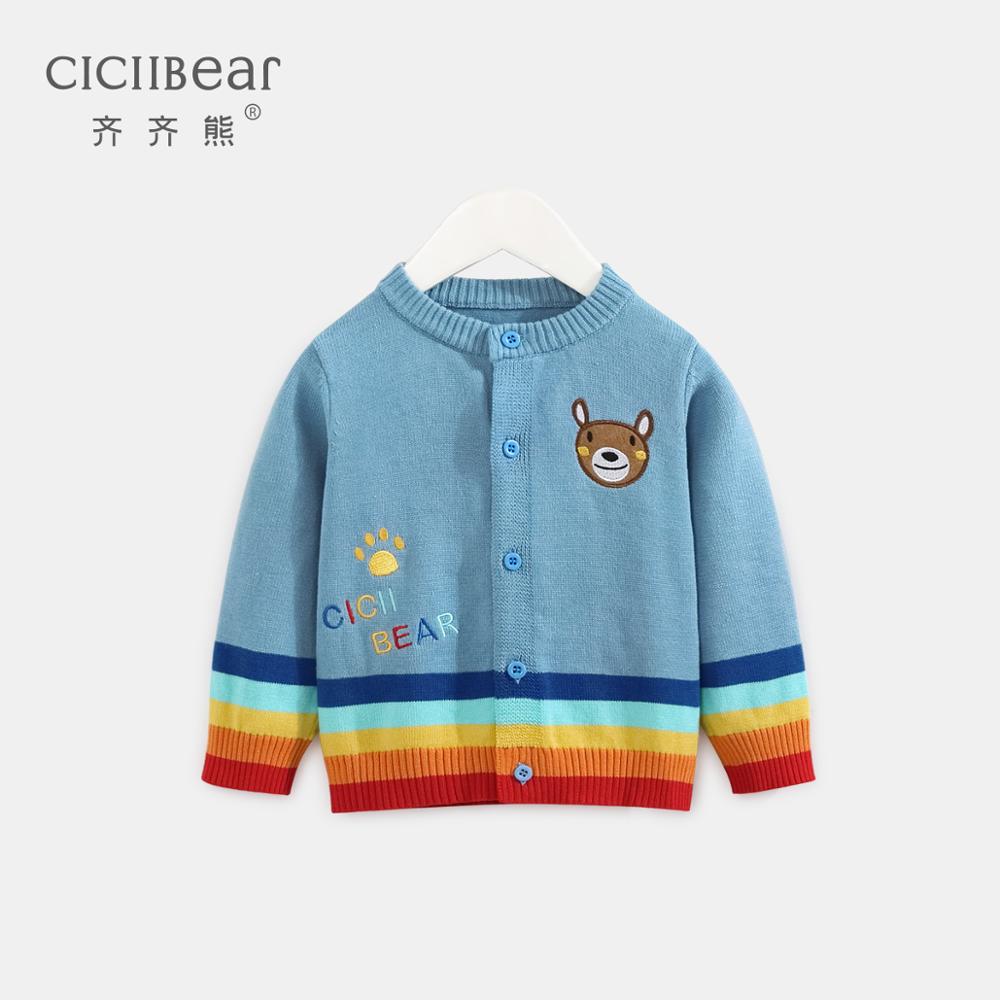 Ciciibear forår efterår bomuldstrøje top baby børnetøj drenge piger strik cardigan sweater børn forårstøj