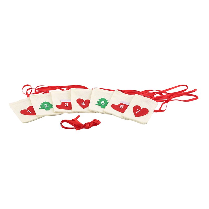 Fabric Christmas Countdown Advent Calendar Candy Bags Hanging Year Christmas Party Decoration 11x16cm