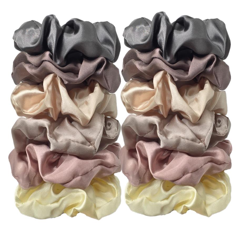 12PCS Soft Satin Colorful Intestine Hair Band Hair Accessories hair scrunchies Headwear For Ponytail Cute Causal Women: Yellow
