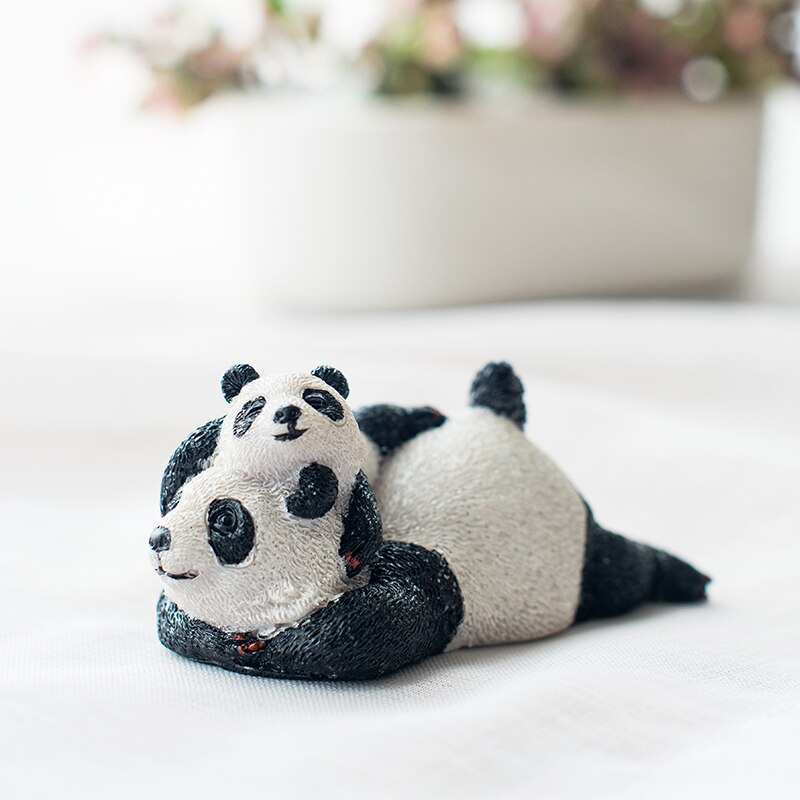 Statue de panda mignonne en résine, micro-décoration pour voiture, bureau, jardin extérieur, sculpture animale, décoration, ornement