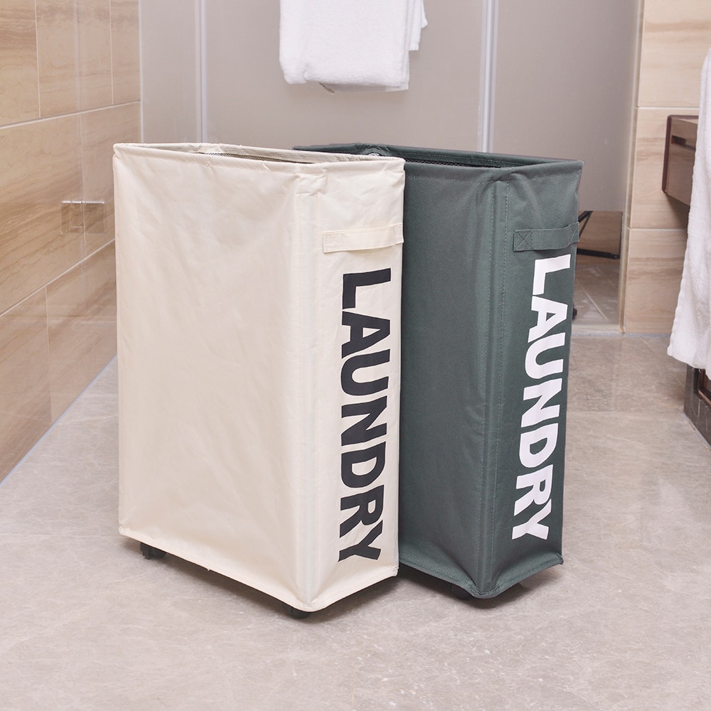 Foldable Laundry Basket with 4 Wheels Organizer Dirty Laundry Basket Bin Drawstring Laundry Bag Dirty Clothes Hamper