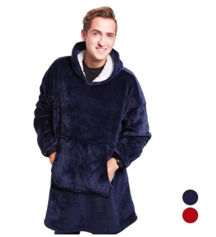 Winter Warm Blanket With Sleeves Oversized 6 Color 850Grams Plush Hoodie Sweatshirt Outdoor Wearable Blankets