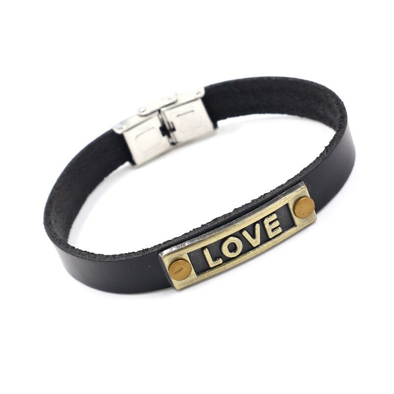 Christ Jesus Christian Simple Buckle Bracelet Alloy Cross Love Lether Bangle Men Women Jewelry