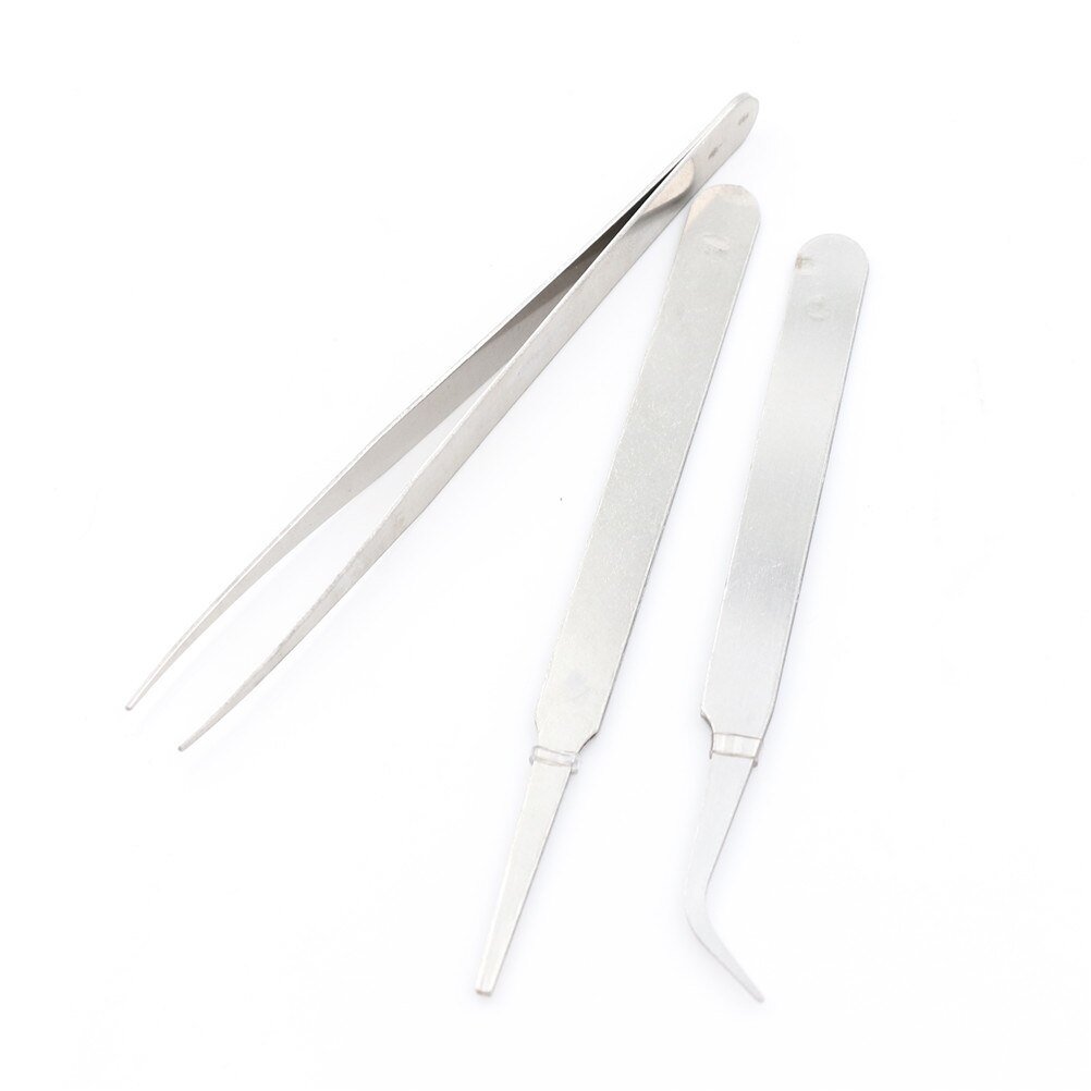 3 pcs Practical Repair Precision Assembly Set Tool Stainless Steel Electronic Tweezers