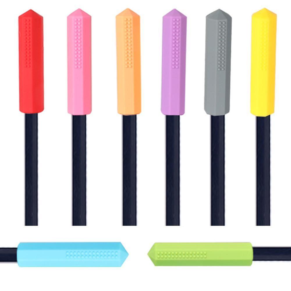 8 colores de silicona de bebé los niños autistas sensorial de dije mordedor collar Molar palo morder Juguetes
