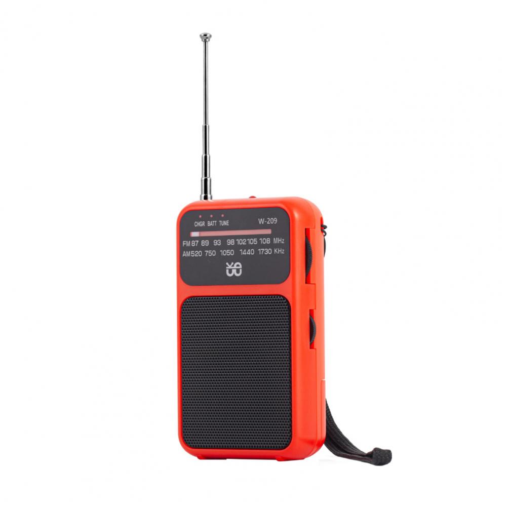 Mini Portable Radio with LED Flashlight Stereo Radio Emergency Portable Audio AM/FM Small Radio: Red