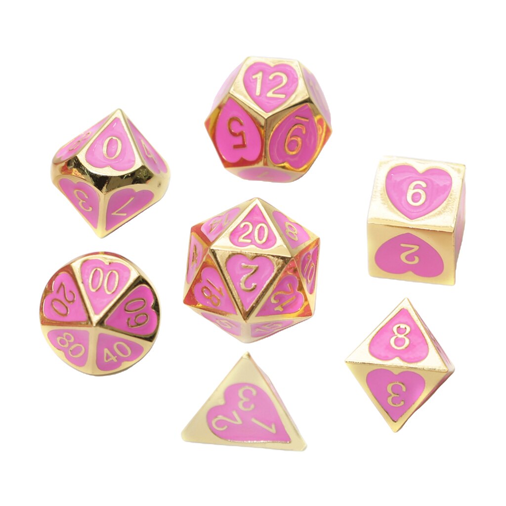 7 Stks/set Solide Metalen Multi Side Cijfer D4 D6 D8 D10 D12 D20 Board Game Dice Set Voor Party Casino board Game