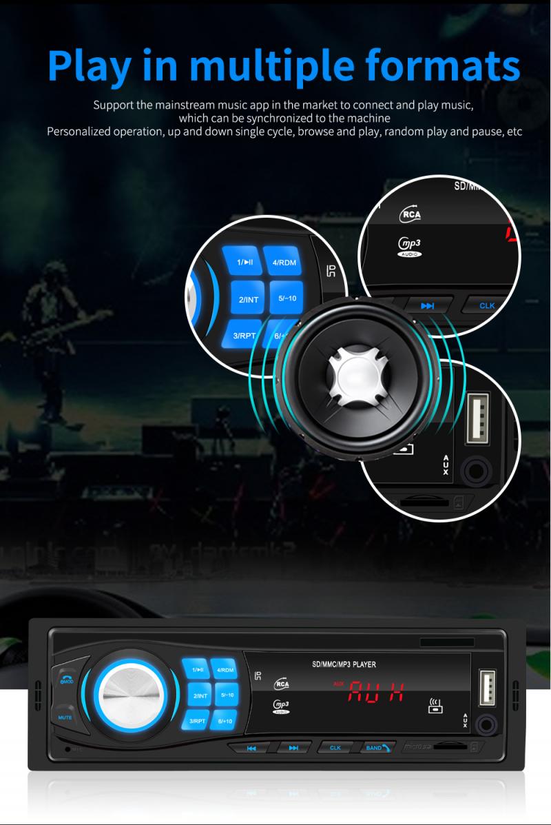 8013 1 DIN Car Stereo MP3 Player In Dash Head Unit USB2.0 AUX Radio Receive Vintage Car Classic Stereo Audio FM