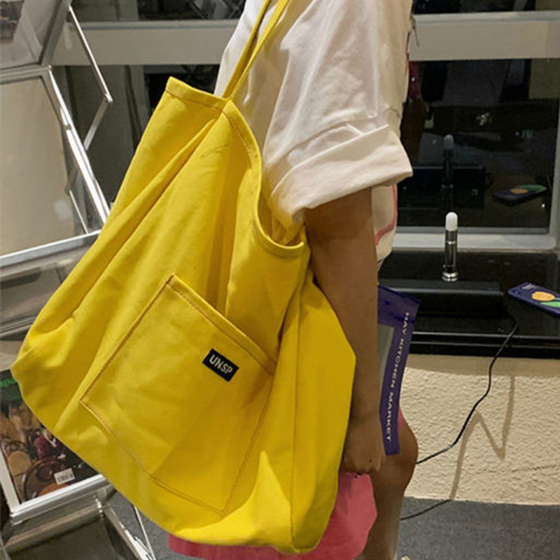 Canvas tas herbruikbare boodschappenschoudertas Dames Eenvoudig Casual Dagelijks gebruik Handtas Totes Vrouwelijke draagbare opvouwbare portemonnee: Goud