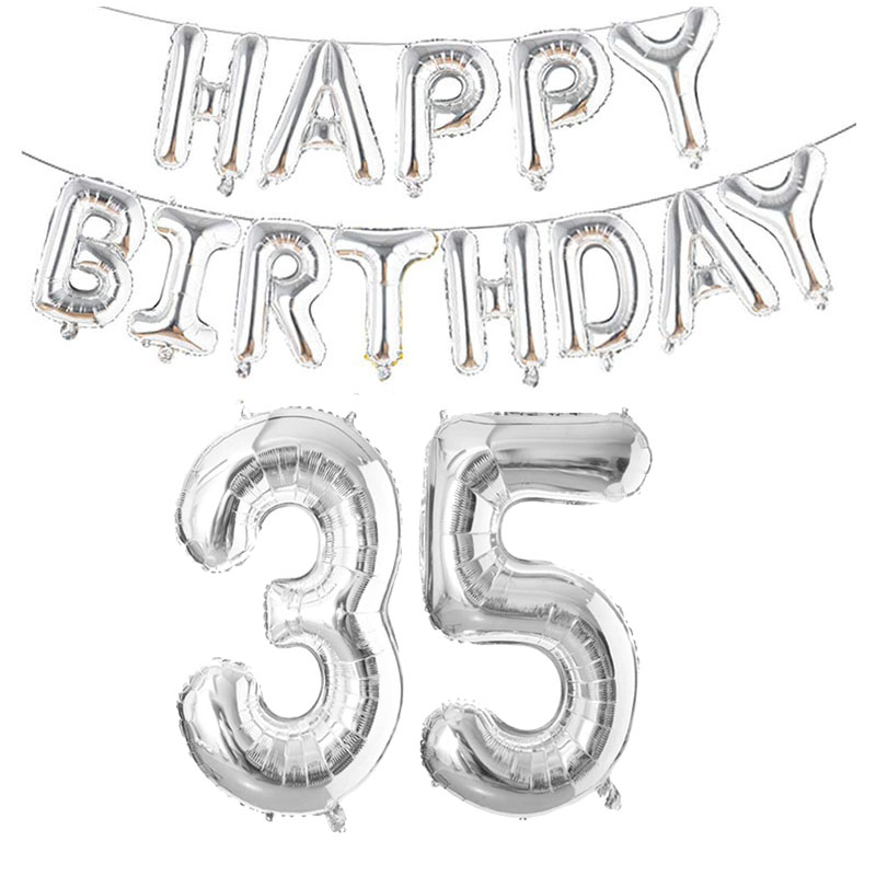 Globos plateados de aluminio con números de 32 pulgadas, 10 11 12 13 16 18 25 30 35 40 50 60 años, decoraciones para de feliz cumpleaños, adultos, niños, niños y niñas