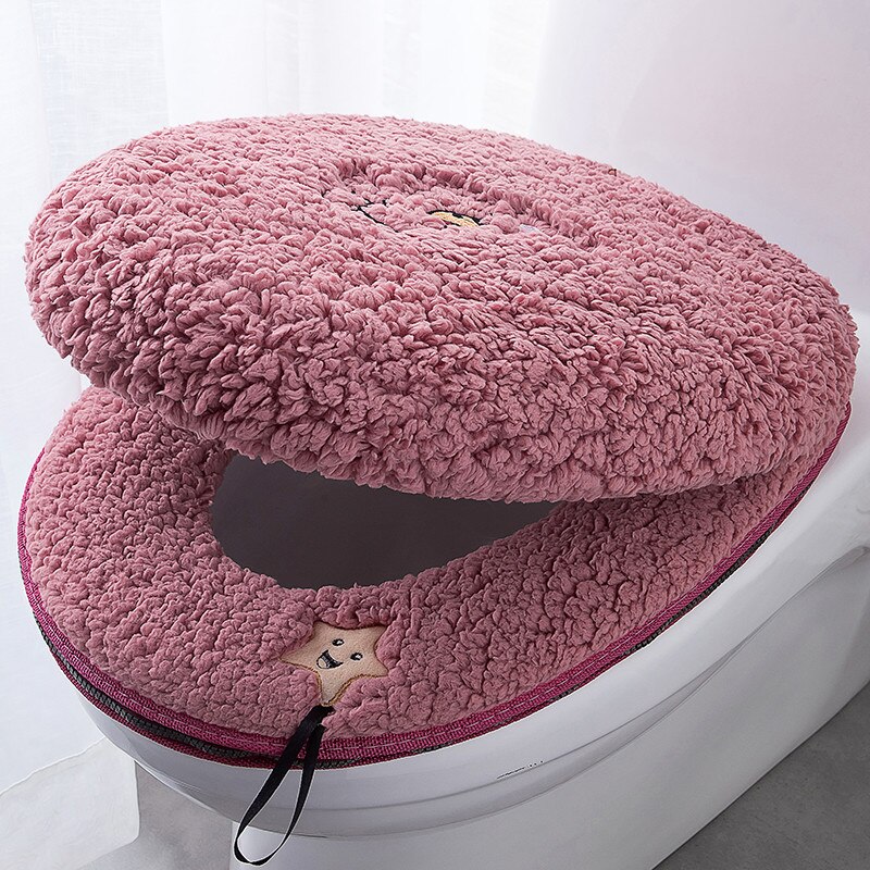 Toiletbril Mat Setbathroom Universele 2 Stks/set Kussen + Deksel Cover Warm Soft Wasbare Closestool Seat Case Winter Pad Bidet matten: sheep red covers