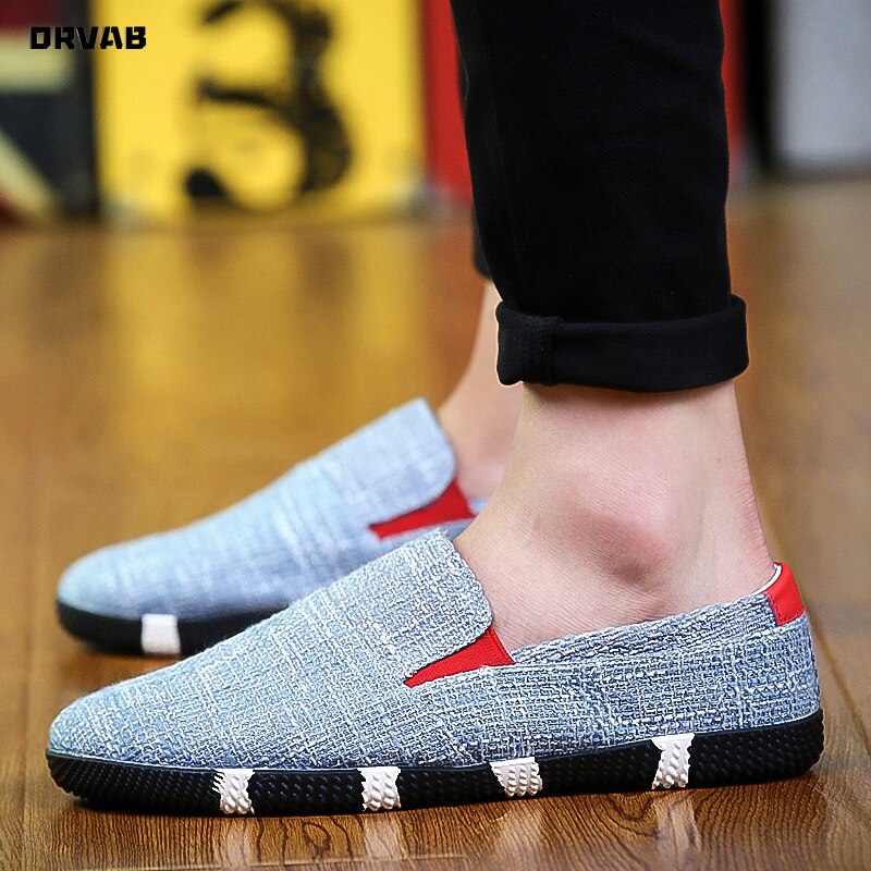 Andningsbara sommarskor herr linne hampa slip-on kör mockasin mjuk bekväma herr sneakers halkfria loafers herr skor casual