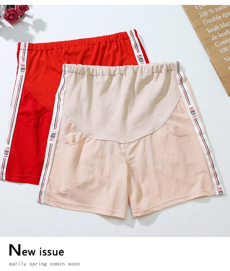 Sommar gravidbyxor sport elastiska magshorts byxor kläder för gravida kvinnor justerbara byxor med hög midja  c872