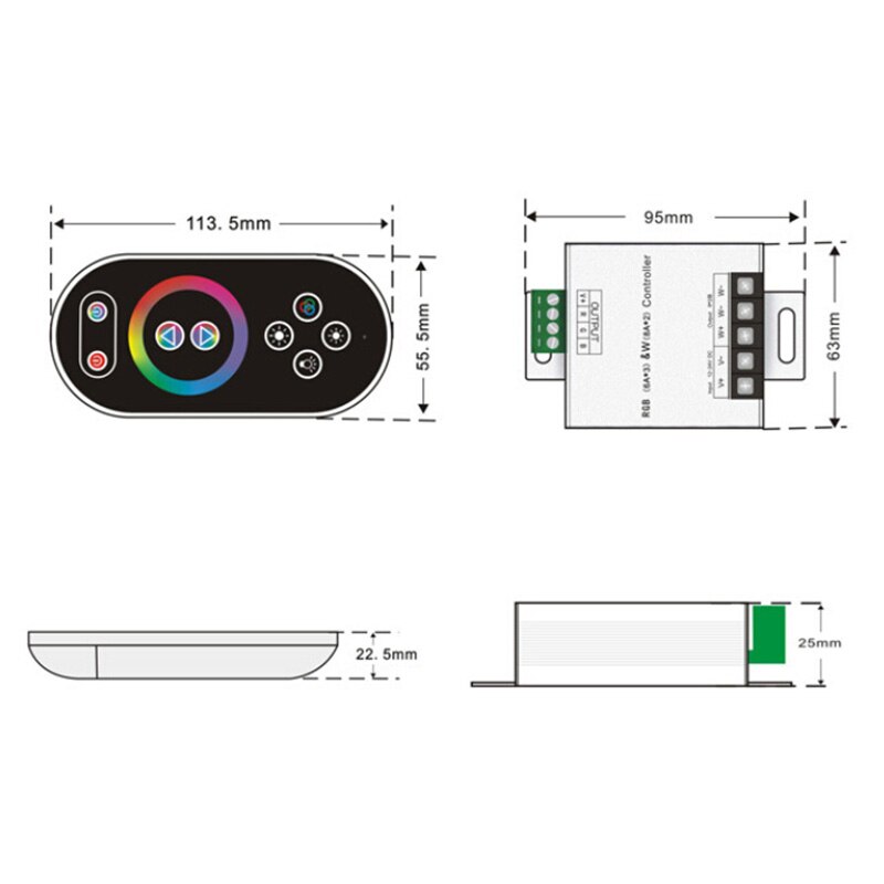 Led Controller Rgbw Contact Afstandsbediening Led Radio Frequentie Licht Strip Pwm High Power Led Lamp Controller