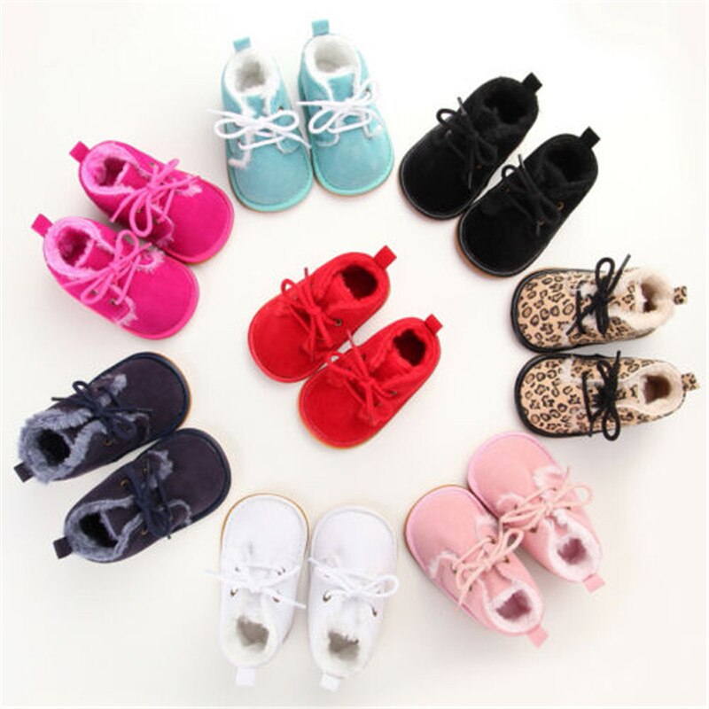 Pasgeboren Baby Meisje Schoenen Zomer Warme Snowboots Peuter Baby Booties Zwart Rood Meisjes Pre-Walker Baby Jongens Tie up Babyschoenen