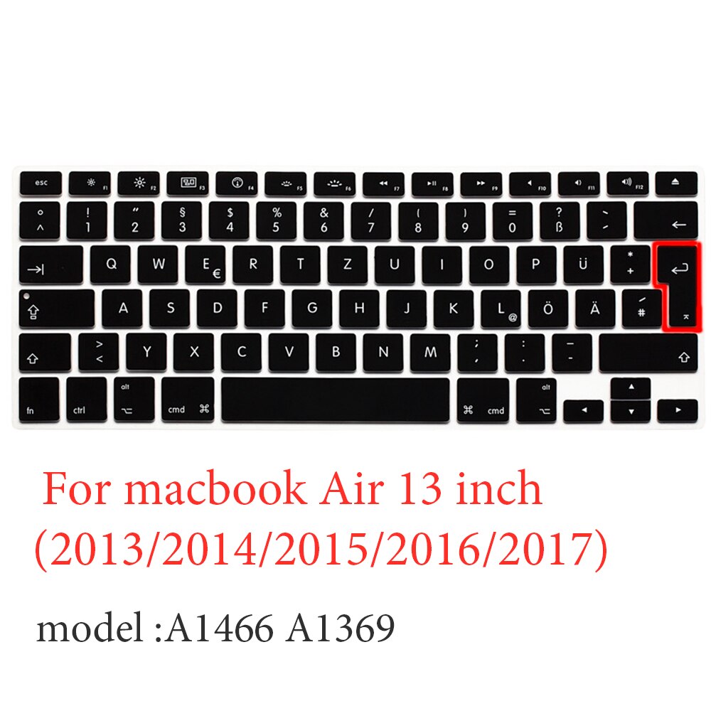 German Laptop Silicone Cover Laptop cover For macbook air 13 pro15 touchbar 11" Keyboard cover Dust-proof silicone keyboard case: Air 13 (2014-2017)