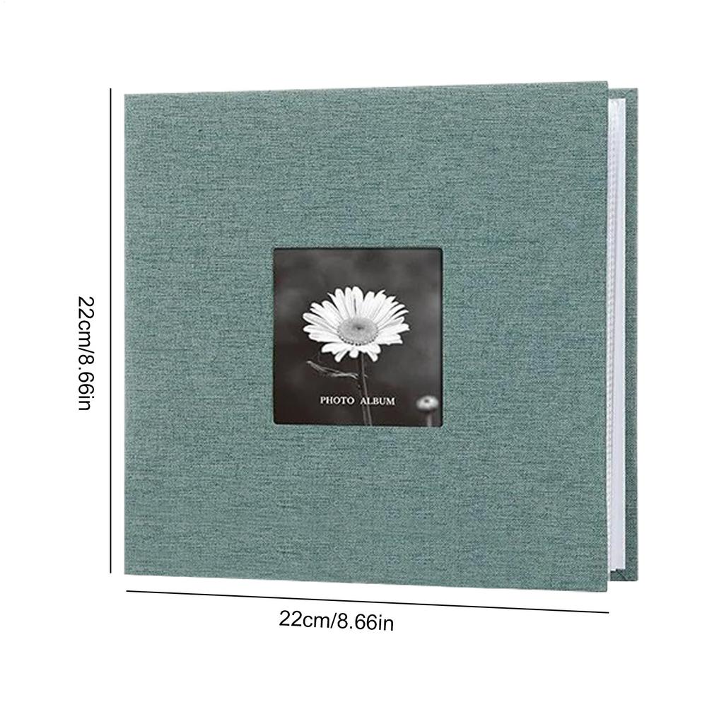 album na zdjęcia 200 kieszeni album na zdjęcia Książka Lniana oprawa w twardej oprawie album o dużej pojemności z przednim okienkiem dla rodziny ślubnej: zielone światło