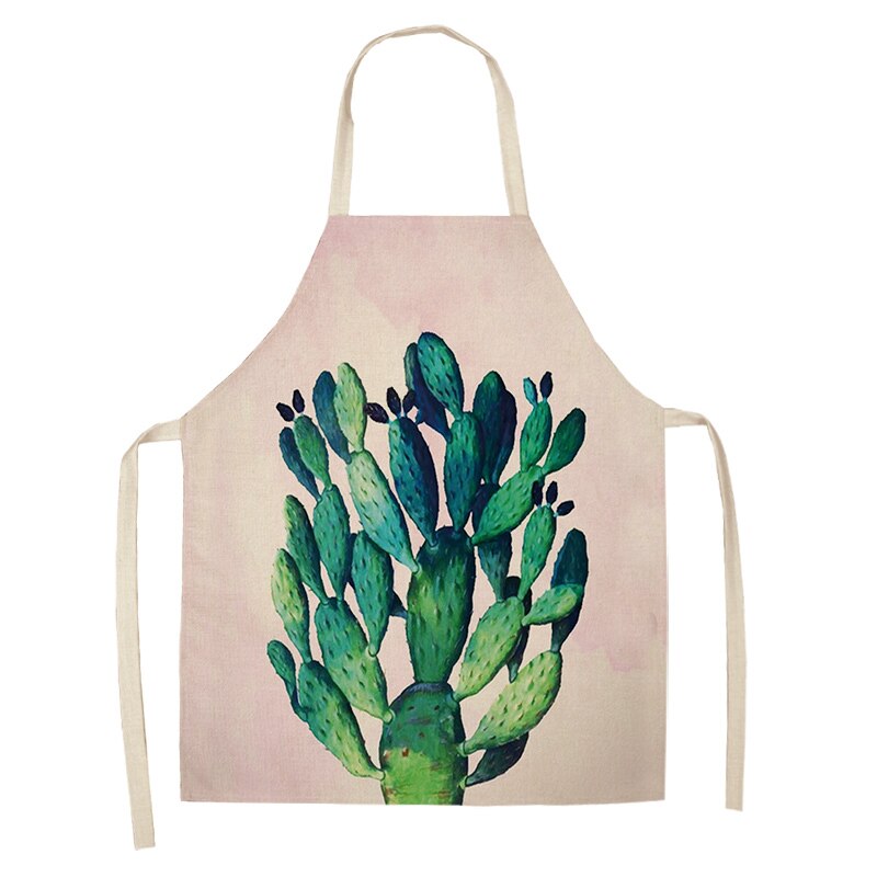 Tablier de cuisine motif Cactus pour femme, sans manches, en coton et lin, bavettes de cuisson à domicile, outils de nettoyage, 53x65cm, 1 pièce: I