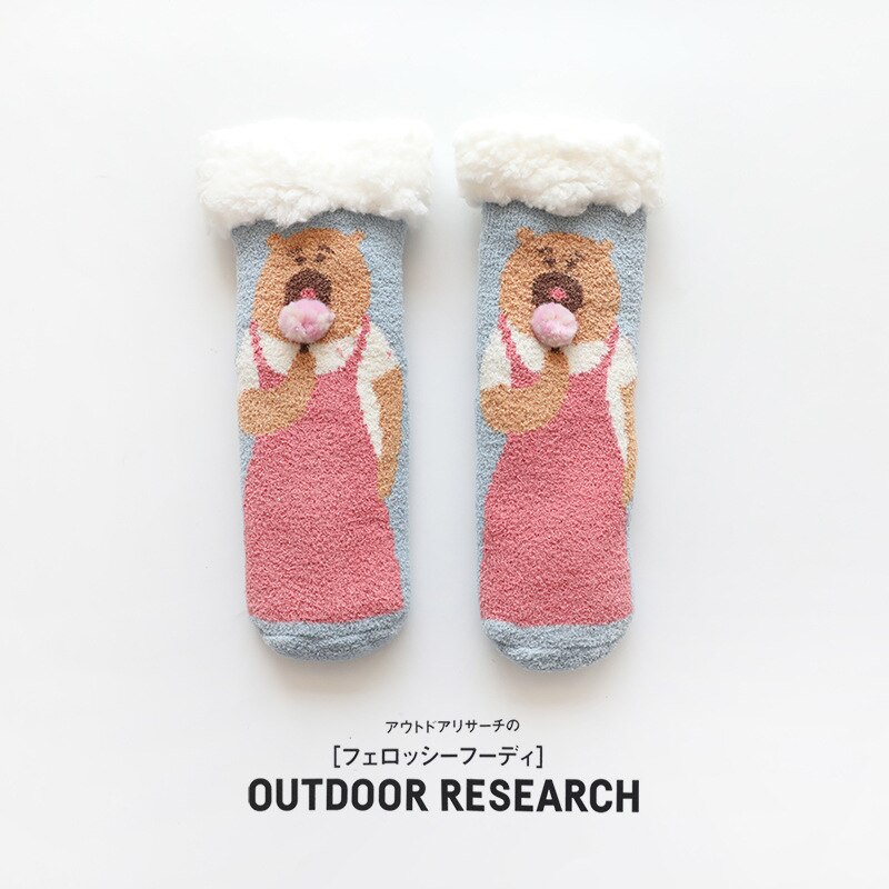 Kids Anti Slip Cashmere Christmas Socks Toddler Child Boys Girl Baby Winter Thick Warm Cartoon Animal Parent-child Thermal Sock: Lollipop / child (2-6 years)