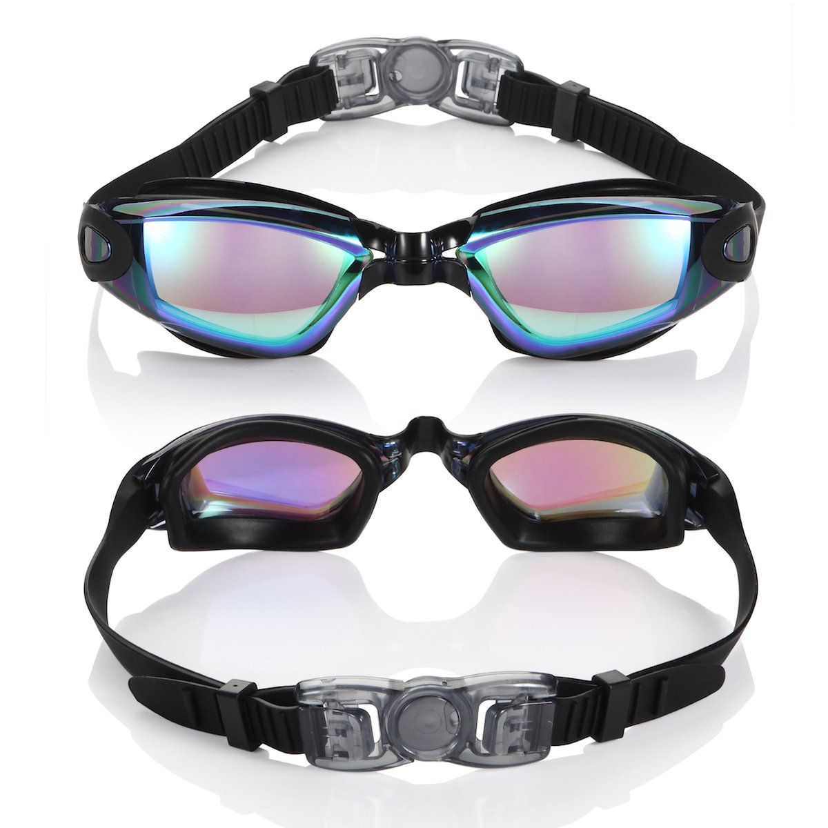 Svømmebriller ingen utæt anti-tåge uv-beskyttelse svømmebriller med næseklip øreproppebeskyttelsesetui til voksne mænd kvinder børn