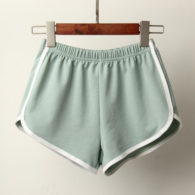 Short de sport pour femmes, couleur bonbon, Anti-vide, slim, décontracté, taille élastique, plage, pantalon court, été: green / L