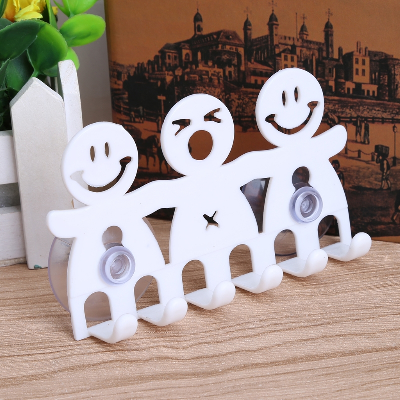 Soporte para cepillo de dientes, ventosa montada en la pared, 5 posiciones, bonitos juegos de baño con sonrisa de dibujos animados, accesorios de baño, 1 ud.