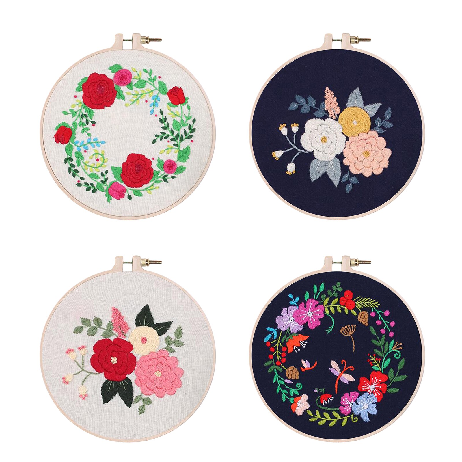 Embroidery Kit Flowers Needlepoint Crafts Cross Stitch Material Making Hoop
